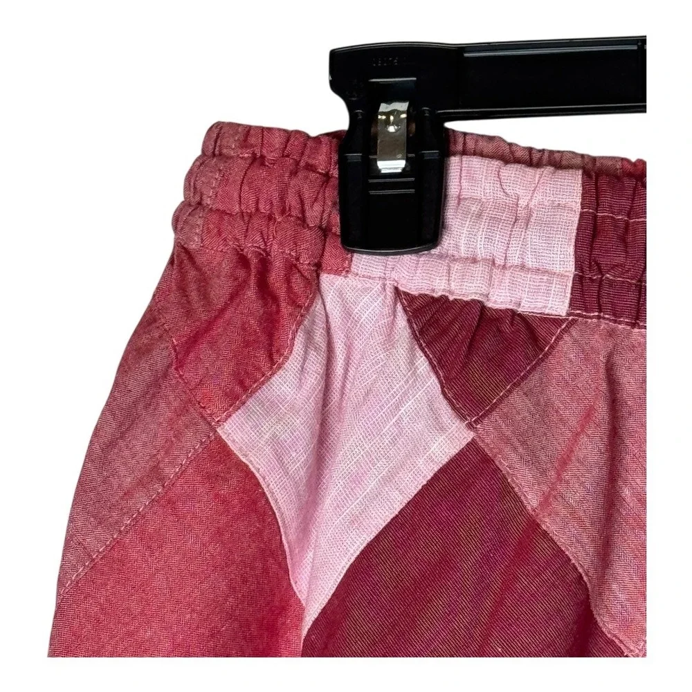 Warm Shorts Women XS Pink Red Patchwork‎ Diamond Print Elastic Waist NWT Luxury